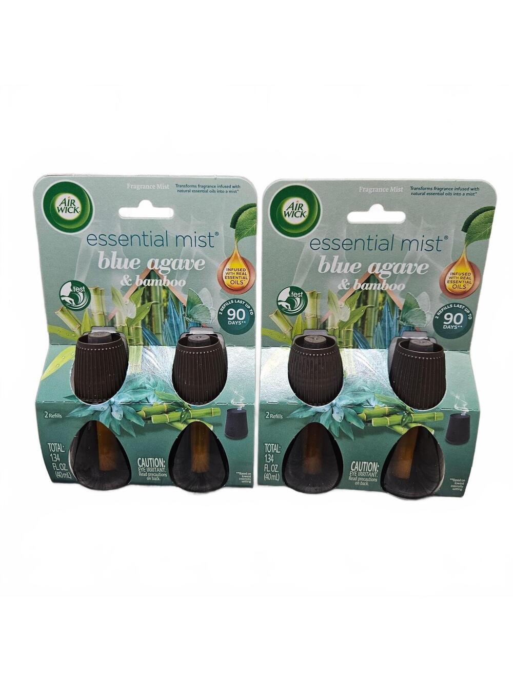 New Lot Of 2 Air Wick Essential Mist Blue Agave & Bamboo Fragrance Mist Refills